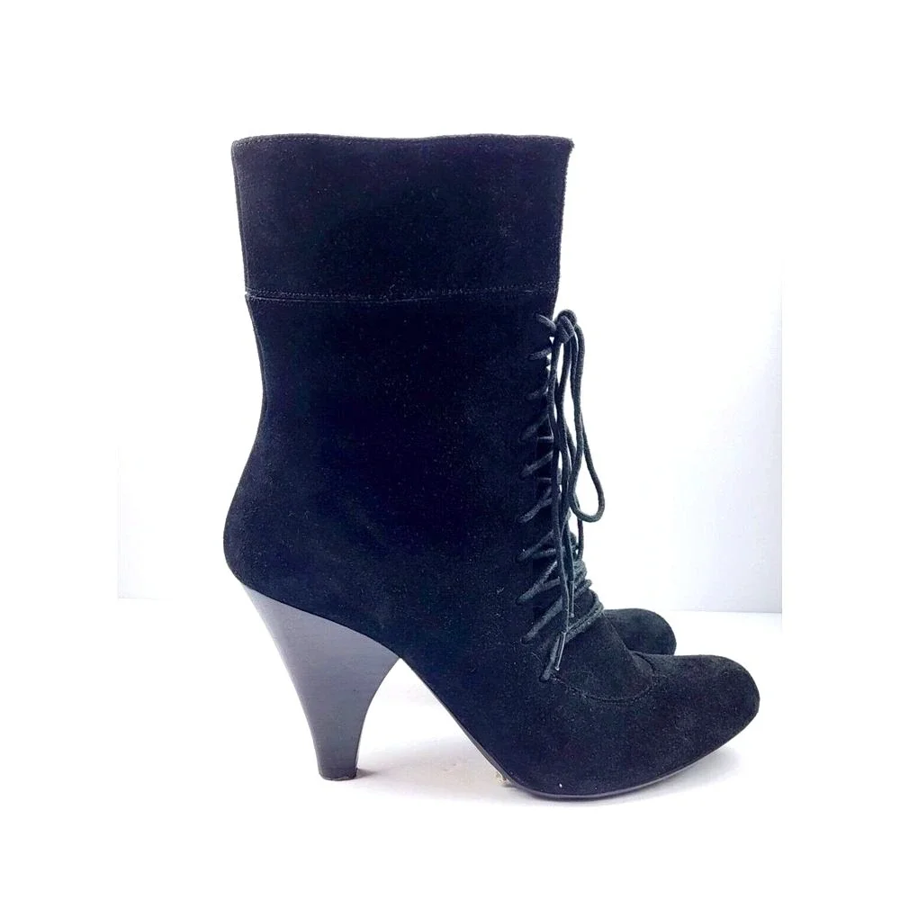 Max Studio Black suede heeled boots -‎ Size 7.5